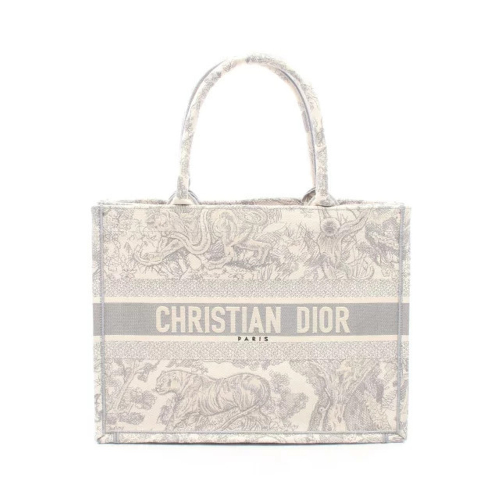 Christian Dior BOOK TOTE Bag Canvas Gray White